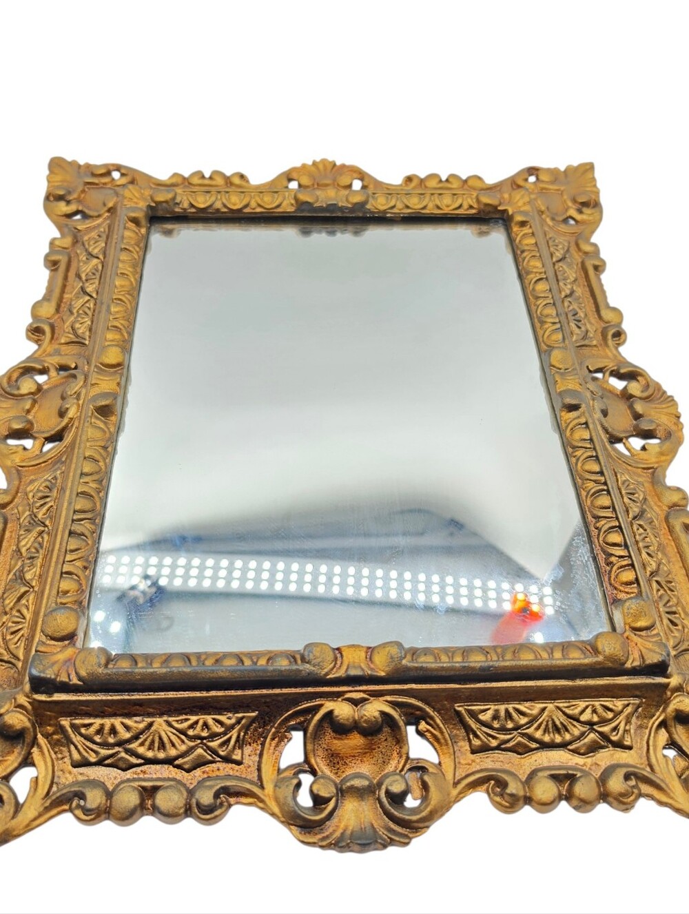Vintage Italian Florentine Mirror Baroque Rococo Ornate Carved 17x14.5” - Picture 2 of 6